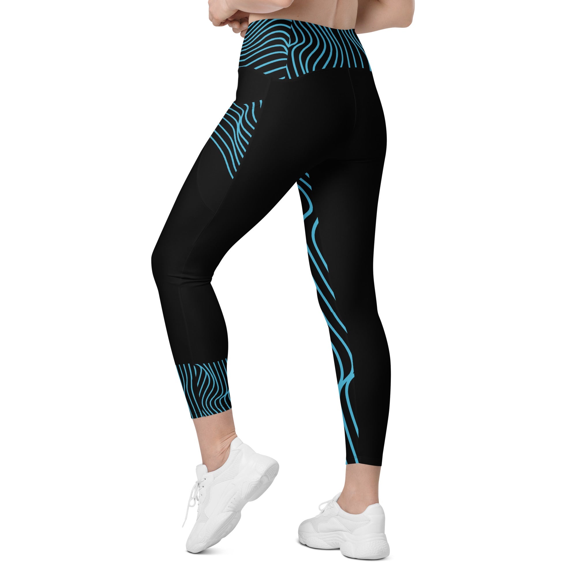 Black Workout Leggings with Pockets. Streetwear or Gymwear Crossover Leggings. Yoga Pants. WickedYo.